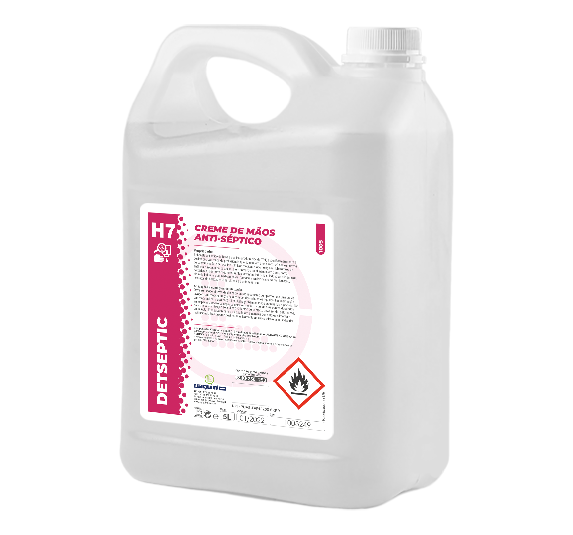 DETSEPTIC - Creme de Mãos Antiséptico, Álcool Gel 70% , com doseador pelicano (5L)