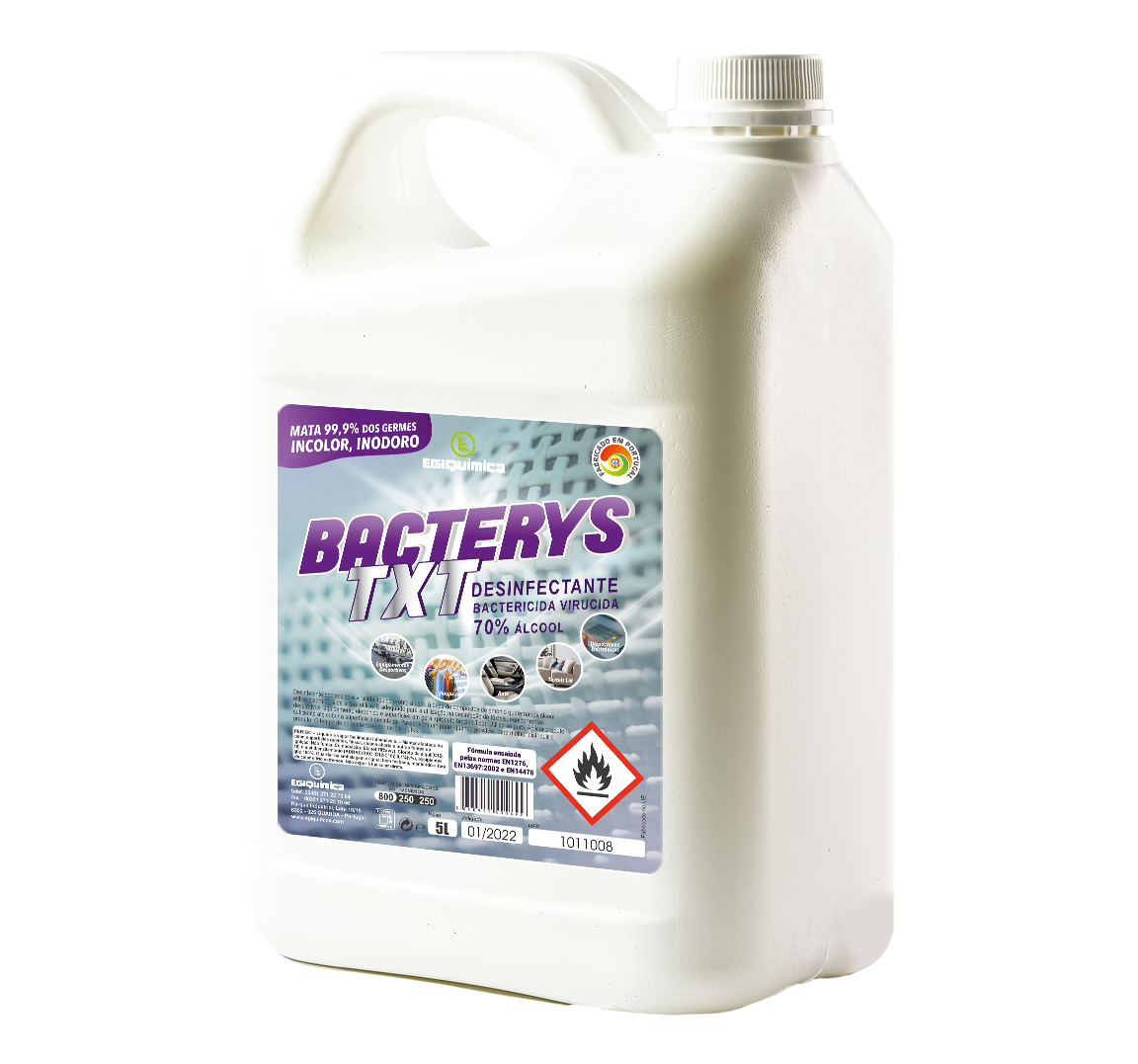BACTERYS TXT 70% - Desinfectante Bactericida e Virucida 70% Álcool (5L)