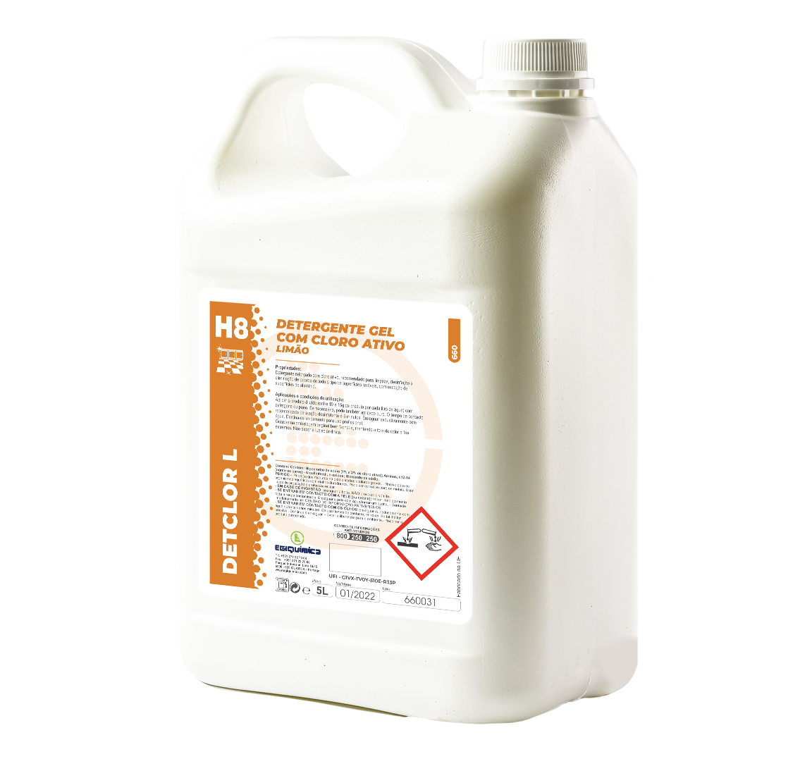 DETCLOR L - Detergente Gel com Cloro Activo Limão (5L)